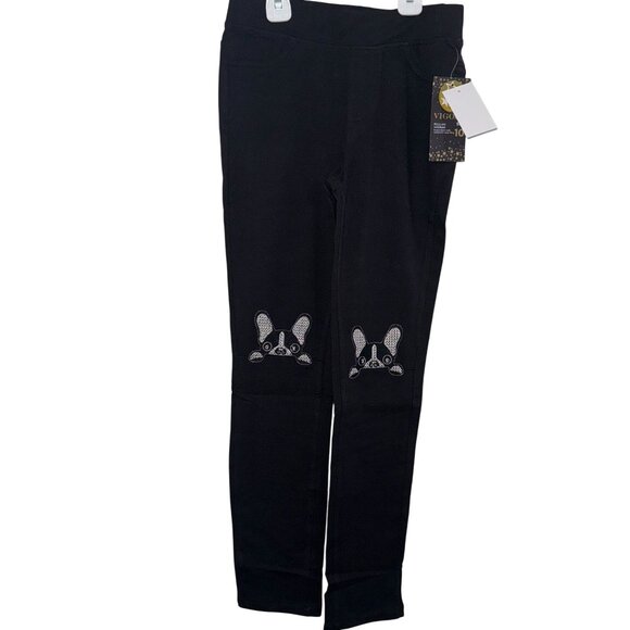 Vigoss Other - Vigoss Kids Black dog Embroidered Leggings 10